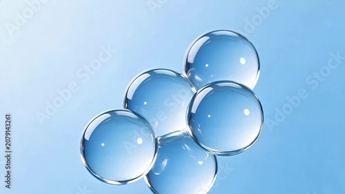 Floating transparent water droplets