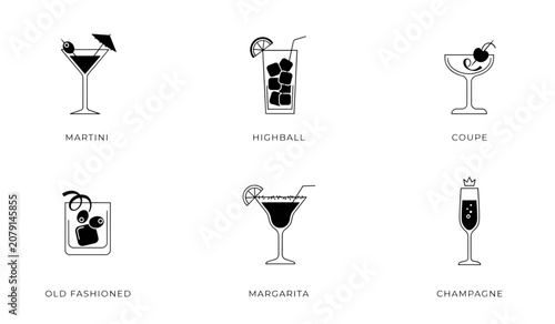 Minimalist flat design icons of office supplies and activities set Vector
