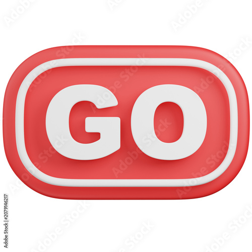 3D render  Red Go Button Isolated icon 