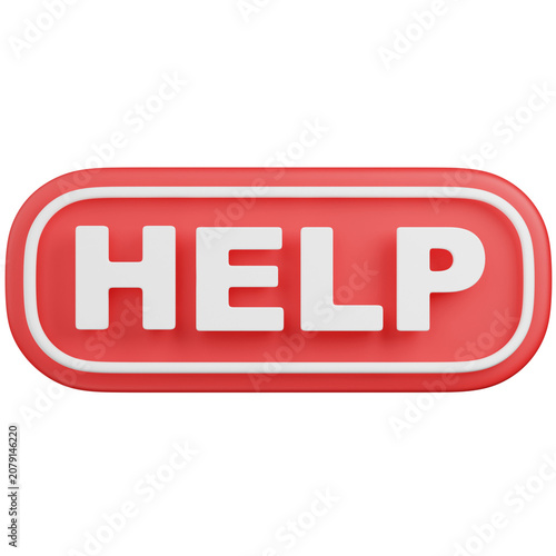 3D render Red Help Button Isolated icon 