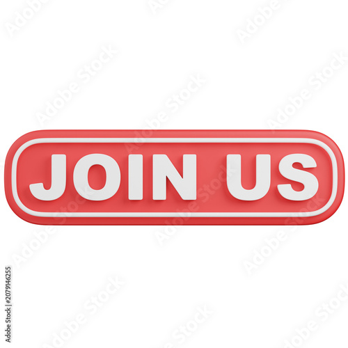 3Drender  Red Join Us Button Isolated icon 