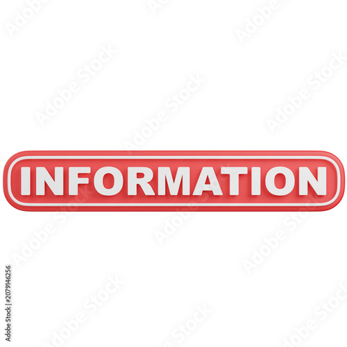 3D render Red Information Button Isolated icon 