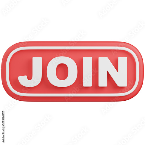 3D render Red Join Button Isolated icon 