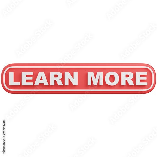 3D render Red Learn More Button Isolated icon 