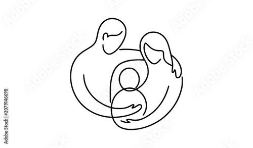 Minimal One Line Child Giving Heart to Father Parenting Concept Vector Illustration