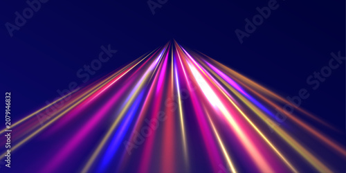 Obraz na plátne Endless neon streams illuminate futuristic transportation paths