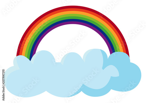 rainbow and cloud on white background