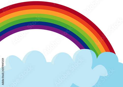 rainbow and cloud on white background