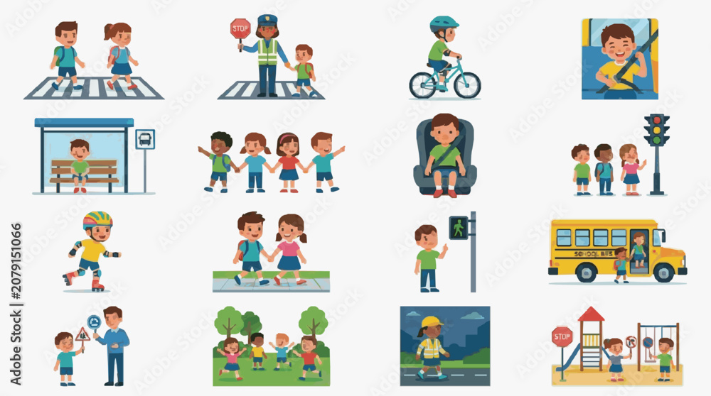 Fototapeta premium Children Learning Traffic Safety Rules.