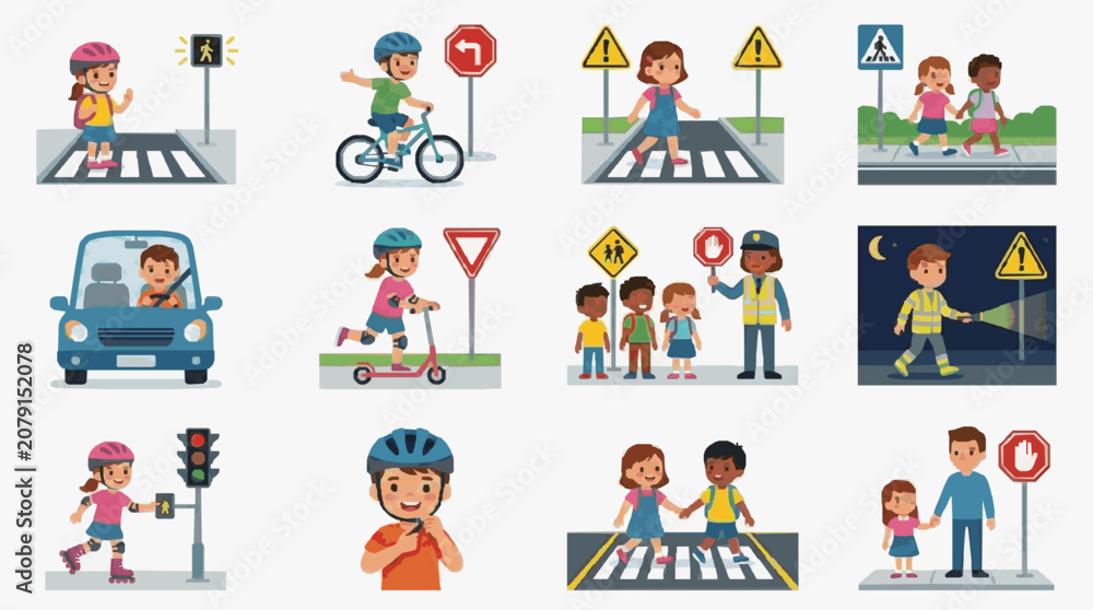 Fototapeta premium Children Learning Traffic Safety Rules.