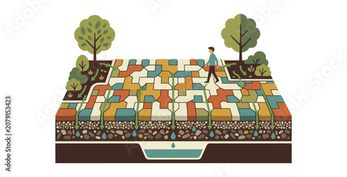 Foto Permeable Pavement Infographic Vector