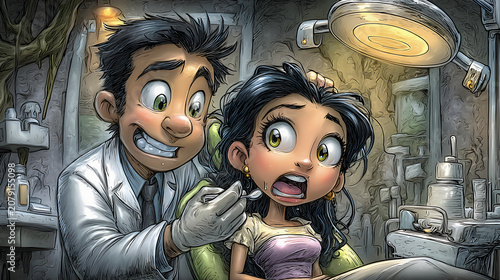 Fun, cartoon-style dental appointment