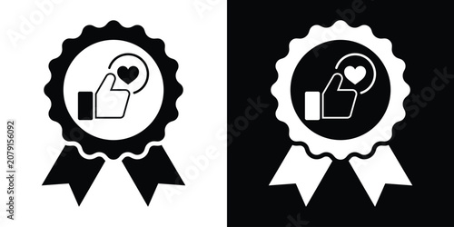 Canvas Print Like icon with heart on a ribbon award badge