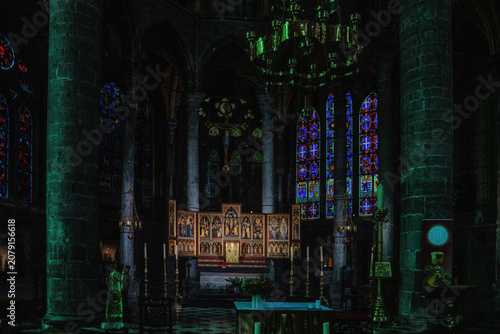 Photos Interior of 13th Century Gothic style Collegiate Church of Our Lady of Dinant or Notre Dame de Dinant