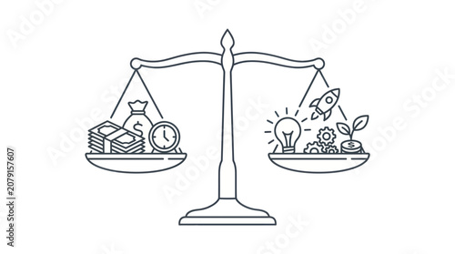 Business Balance Scale Vector Illustration