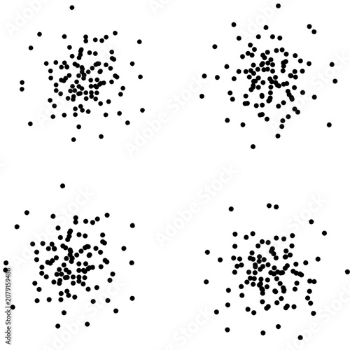 Quadro su tela Stipple Art Four Dot Clusters Two-by-Two Grid Pattern Monochrome Background