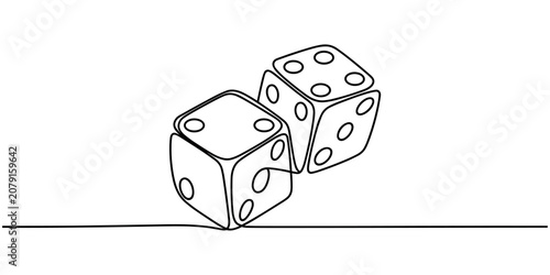 Photos Black line of two six sided dice continuous one line drawing