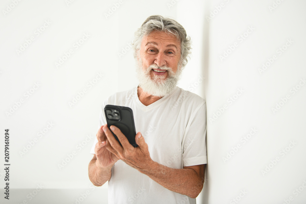 Fototapeta premium Senior men on studio white background with great beard