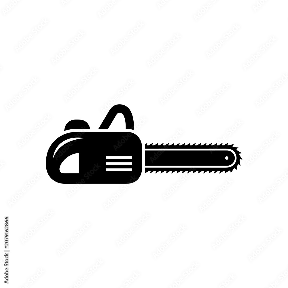 Naklejka premium Solid Black Chainsaw Machine Silhouette