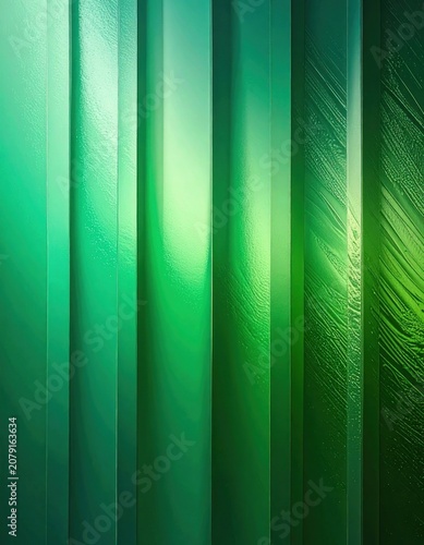Abstract vertical lines of varying green shades with subtle textures and light reflections, creating a modern and organic feel.