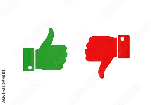 Upvote and downvote thumbs icons representing approval and disapproval isolated on transparent background