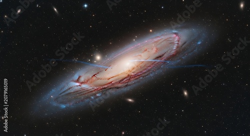 Colorful Spiral Galaxy Glowing in Deep Space Star Field