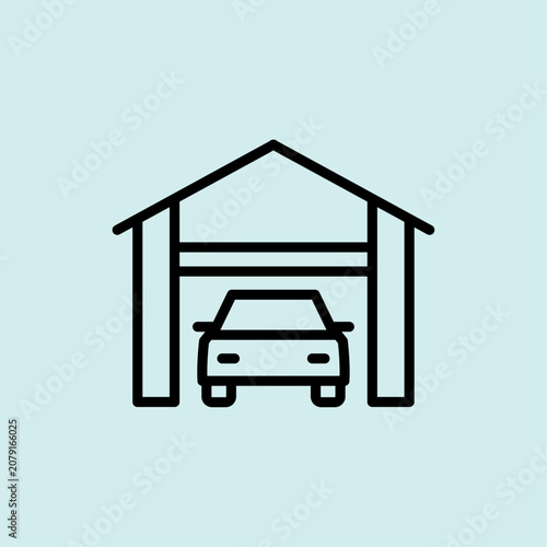 Simple icon of a garage, often a site for rodent activity and dust.