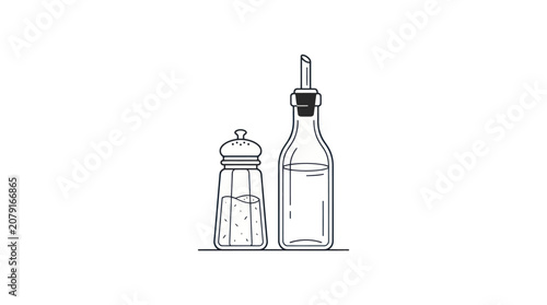 Photos Salt Shaker and Oil Cruet Line Art Vector