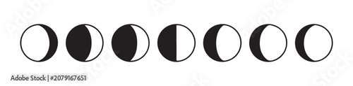 Photos Moon phase vector icons set, different phases of the moon from new to full and back