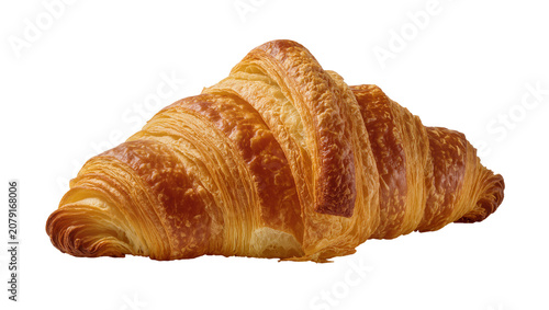 Slika na platnu Isolated delectable golden flaky French butter croissant fresh baked pastry brea