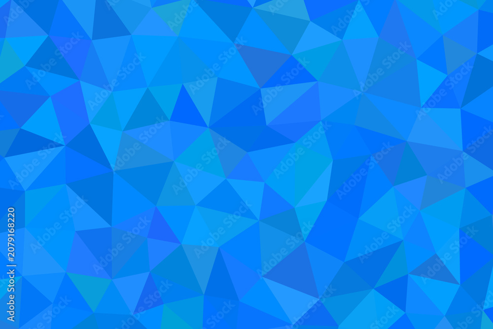 Obraz premium Blue low poly background with geometric triangle patterns, abstract crystalline texture in shades of azure and cyan, modern digital mosaic wallpaper
