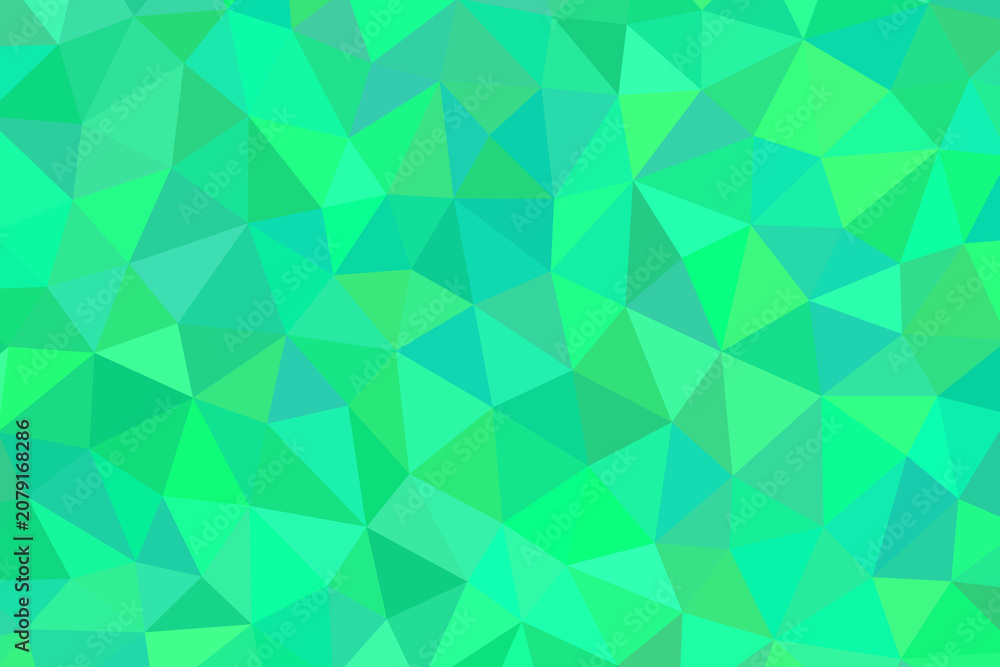 Obraz premium Geometric low poly background in mint green and teal, abstract polygonal texture with triangle pattern, vibrant emerald mosaic backdrop for web design