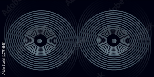 Blue abstract background with glowing circles. Swirl circular lines pattern. Geometric spiral. Twirl element. Modern graphic design. Futuristic technology concept.