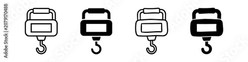 Konstfotografi A set of four luggage scale icons in outline, solid, and hand-drawn styles
