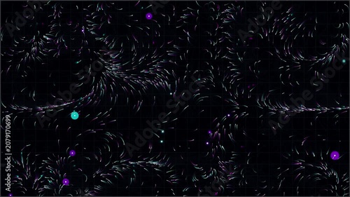Abstract Colorful Particles Flowing in Dark Space Motion Background