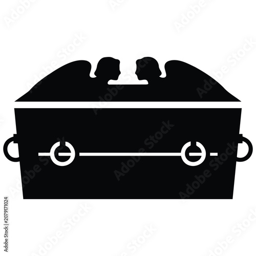Obraz na plátně Ark of covenant vector illustration featuring ancient gold chest with winged cherubim lid
