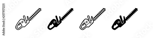 Fotografija Set of four hedge trimmer line icons in different styles, isolated on white background