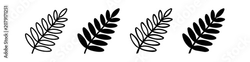 Fotografija Set of four minimalist hand-drawn pinnate leaf icons in outline and silhouette styles for nature-themed graphic design projects