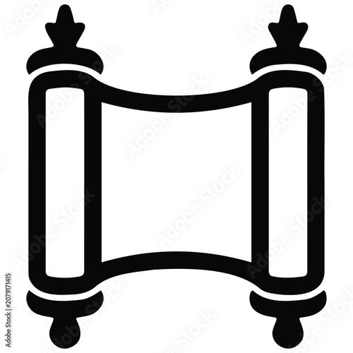 Torah scroll vector silhouette illustration of religious jewish scripture book flat icon.