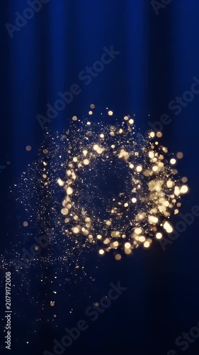 Dark blue night sky with glowing gold stars.