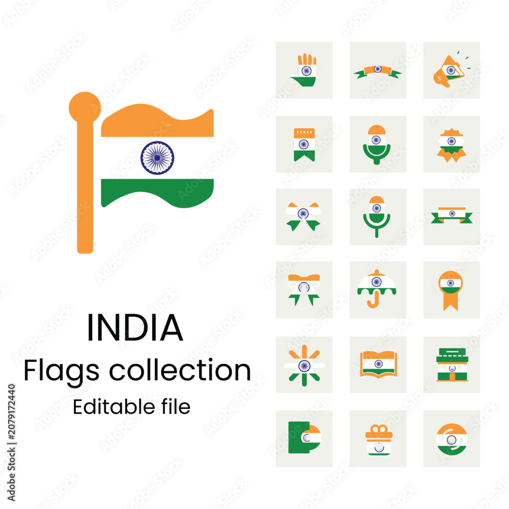 Fototapeta premium Indias flags icons in new