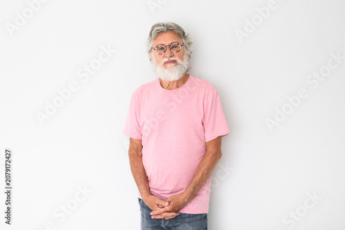 Billede på lærred Senior men on studio white background with great beard