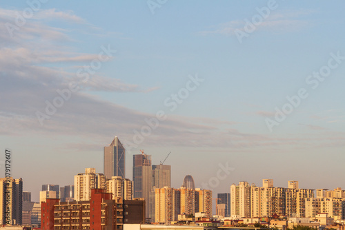 Photography sunset over the city in guangzhou