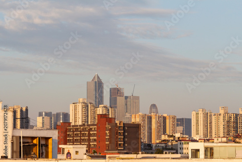 Canvas Print sunset over the city in guangzhou