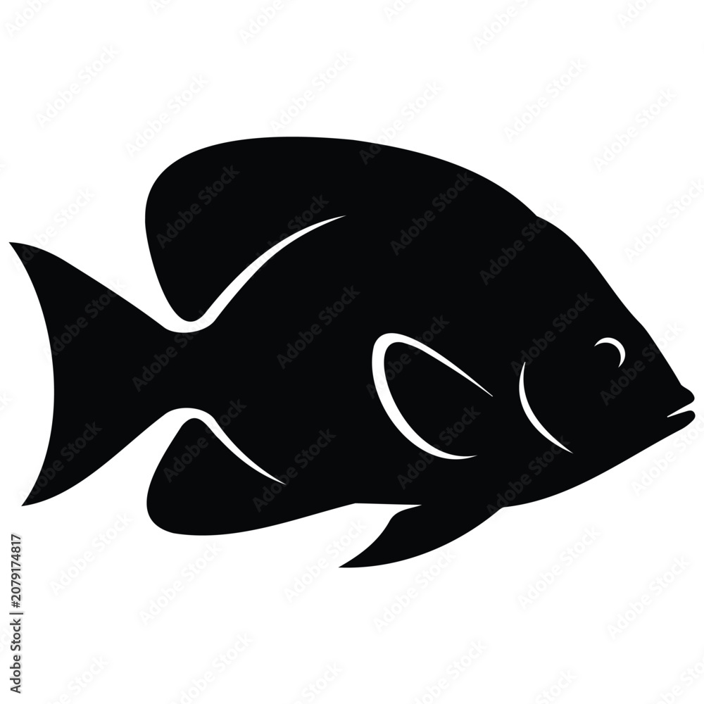 Fototapeta premium Ocean fish aquatic wildlife silhouette vector illustration graphic symbol for marine life.