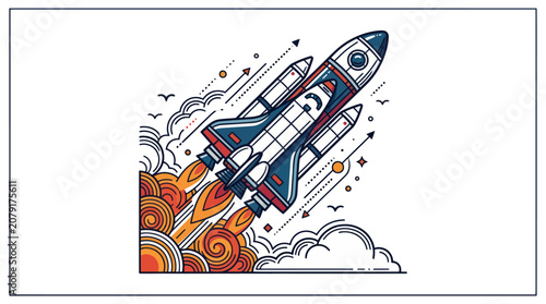 Photos Space Shuttle Launch Vector Illustration