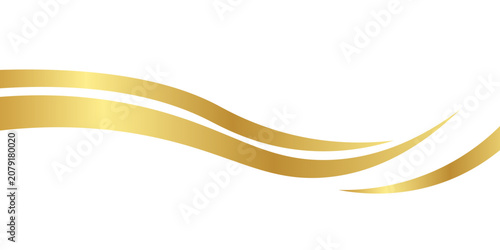 Gold border swooshes wave element with metal gradient