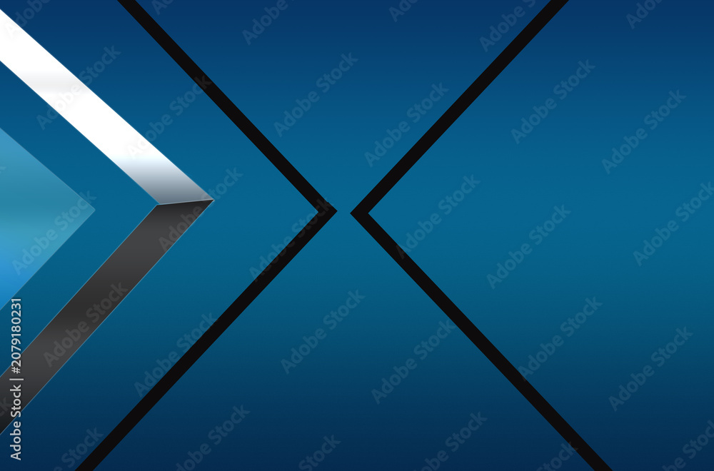 Fototapeta premium Abstract Blue Geometric Background with Metallic Chevron and Tech Lines
