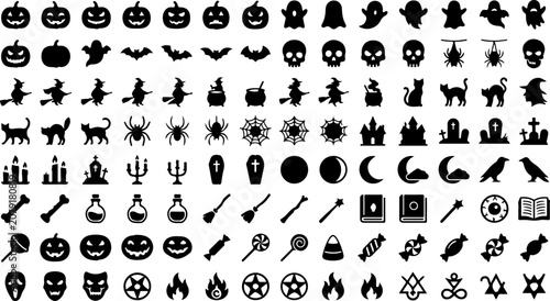 Fotografie Halloween icons and symbols for party decorations and design