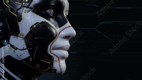 Futuristic android profile with digital background
